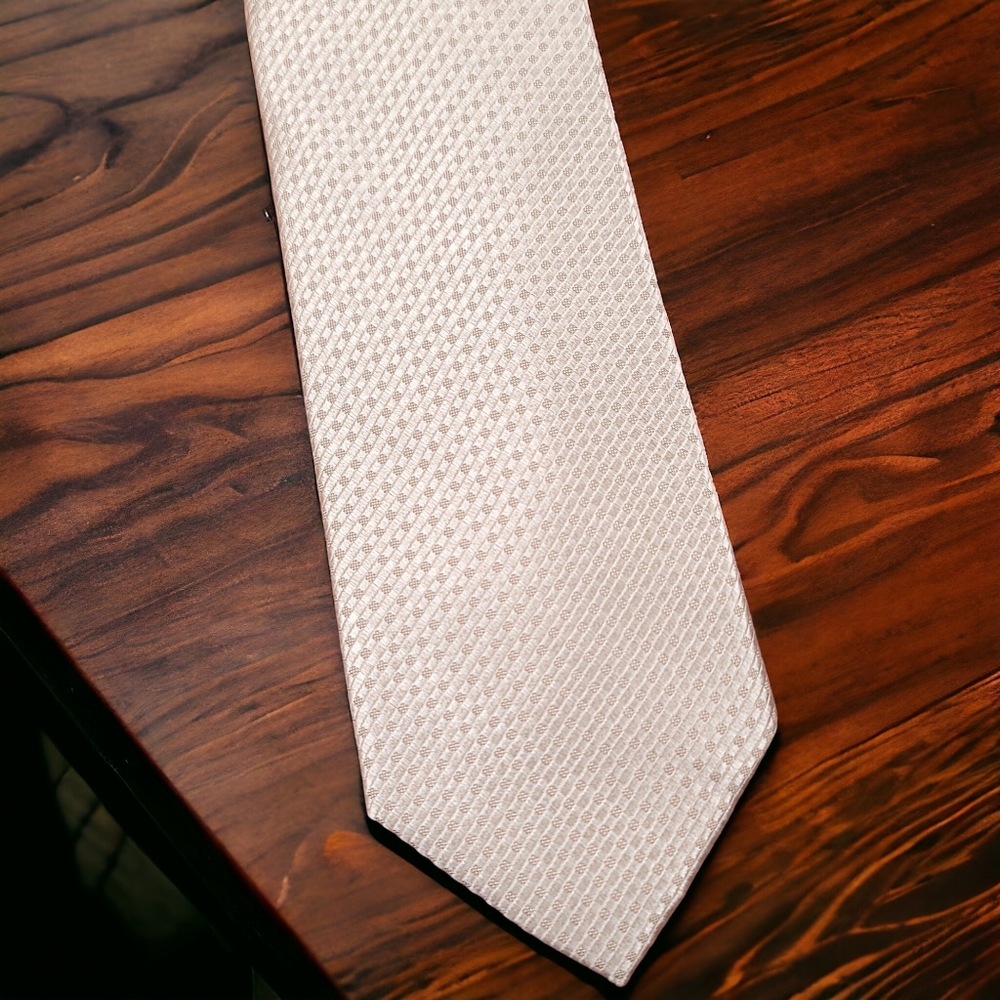 MICHAEL KORS - Silk Neck Tie, 100% Silk, Champagne Necktie, Grenadine Pattern - Picture 4 of 10